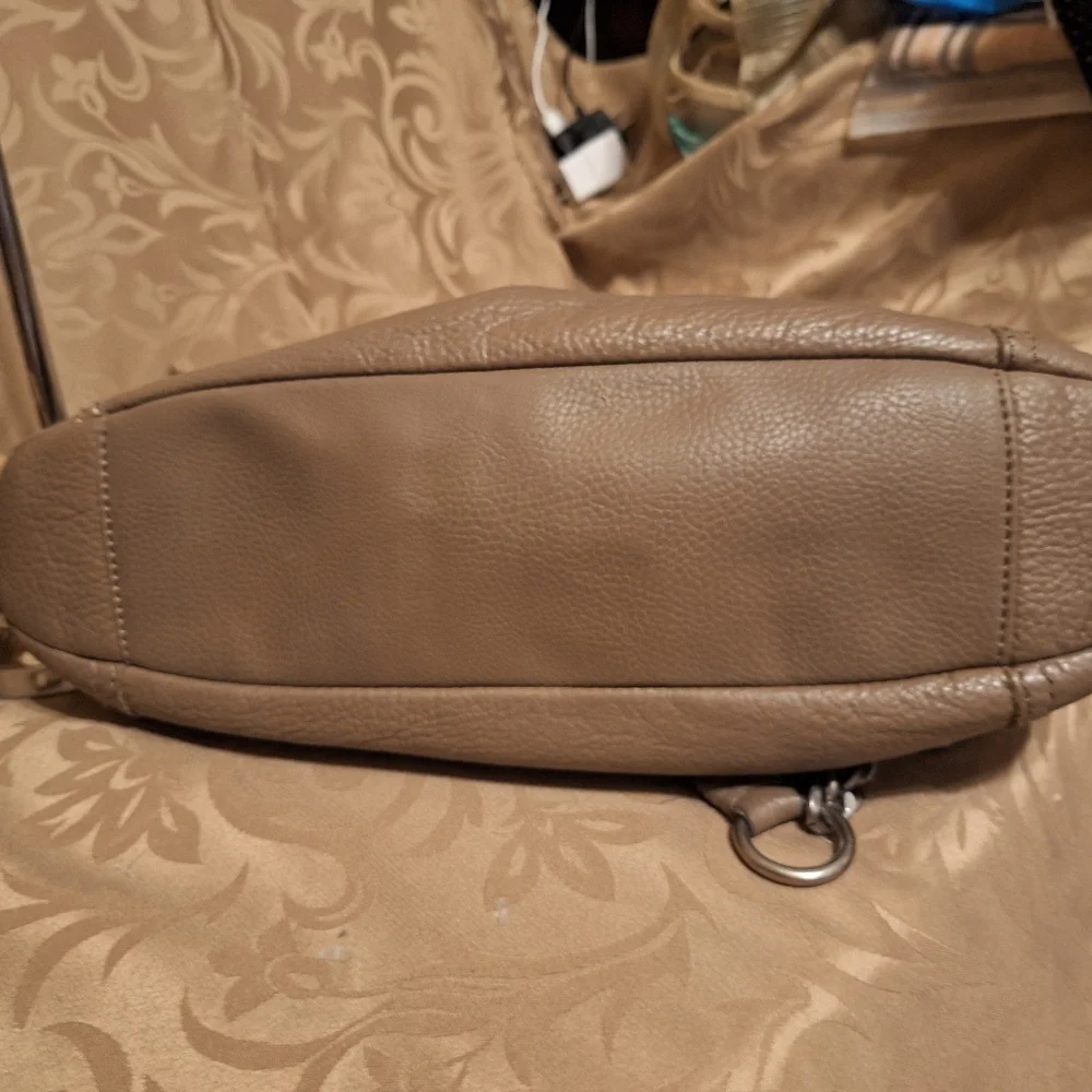 The sak gray leather hobo shoulder bag EUC
